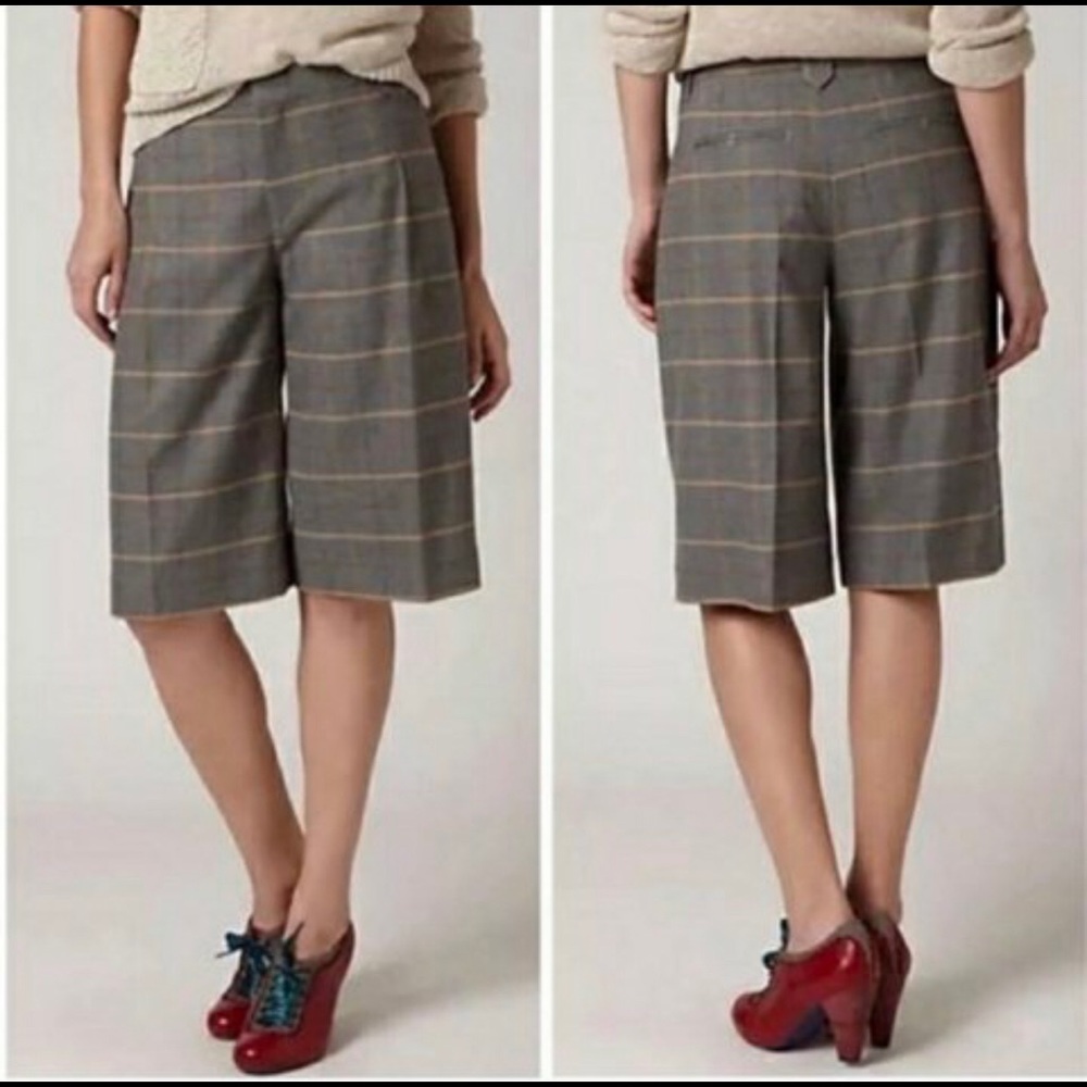 ANTHROPOLGIE CARTONNIER GRAY PLEATED BERMUDA SHORT